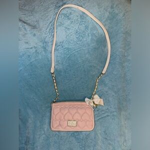 Betsey Johnson pink quilted heart Crossbody bag